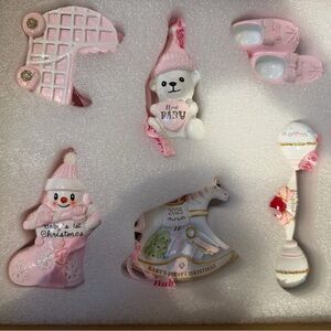 Baby's First Christmas Pink Ornament Set - Keepsake Holiday Toys